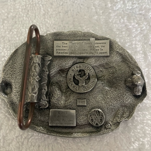 Vintage 1983 Rodeo Pewter Belt Buckle - Picture 2 of 3